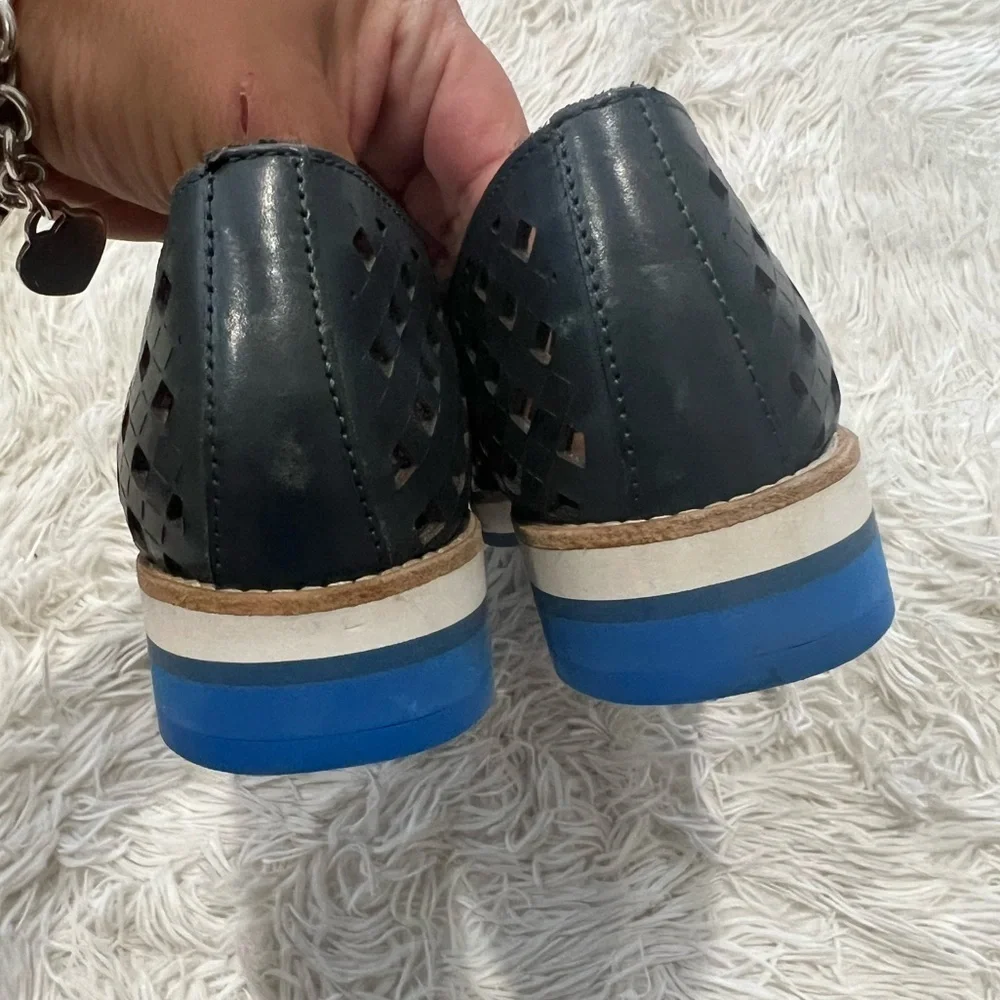 Aquatalia Blue Perforated Leather Loafers - Size 6